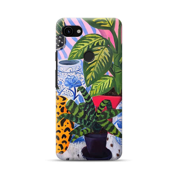 Vibrant Tropical Plants and Decorative Vases Google Pixel 3a XL Hard Case
