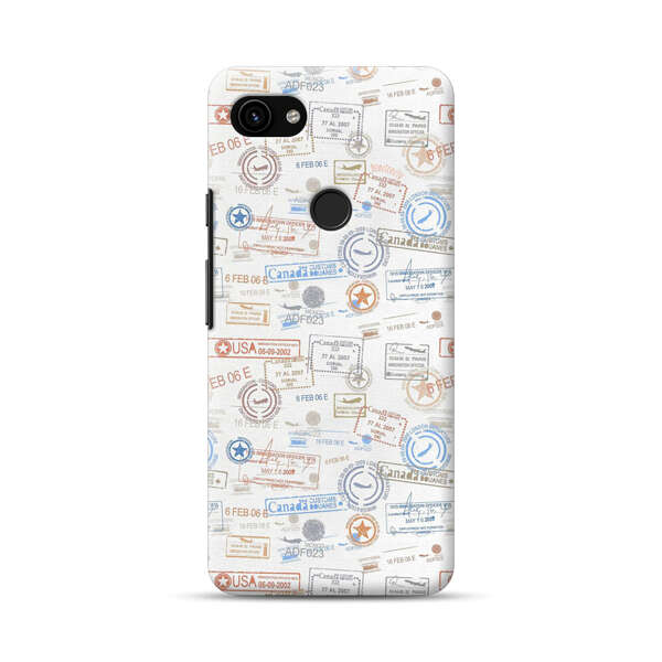 Vintage Passport Stamps Pattern Google Pixel 3a XL Hard Case