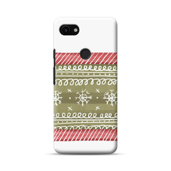 Winter Pattern with Snowflakes and Red Stripes Google Pixel 3a XL Hard Case