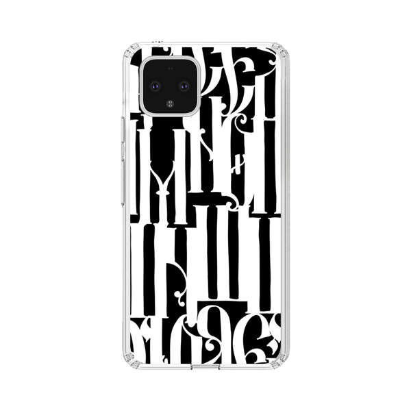 Abstract Black and White Pattern with Ornamental Letters Google Pixel 4 Case