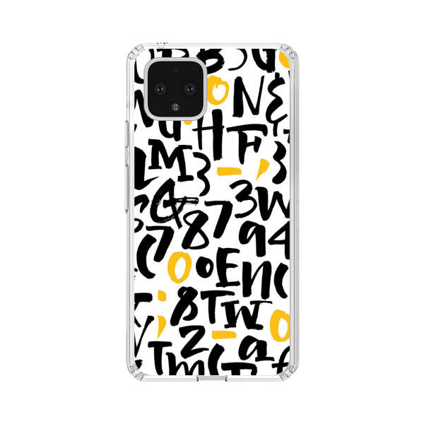 Abstract Typography Letter Number Pattern Google Pixel 4 Case