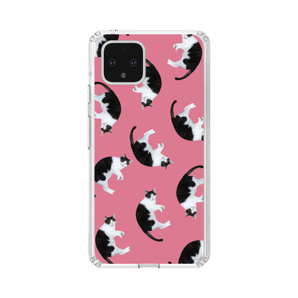 Black and White Cats Pattern on Pink Background Google Pixel 4 Case