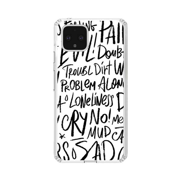 Black and White Negative Words Pattern Google Pixel 4 Case