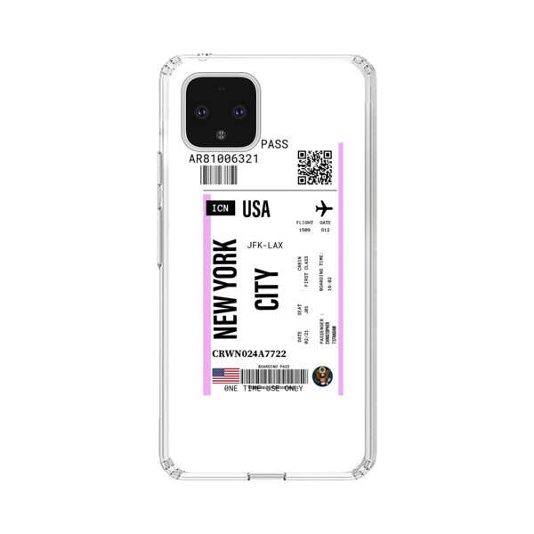 Boarding Pass New York City Flight Ticket Google Pixel 4 Case