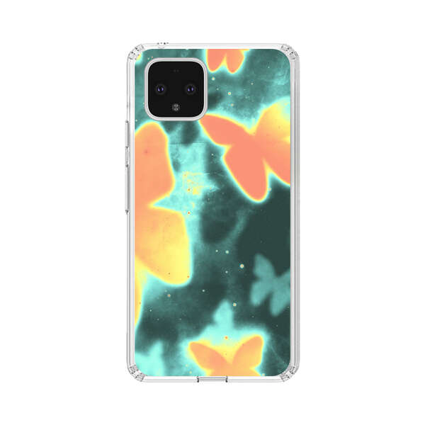 Bright Glowing Orange Butterflies Blue Background Google Pixel 4 Case