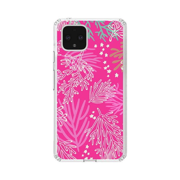 Bright Pink Tropical Leaf Pattern Google Pixel 4 Case