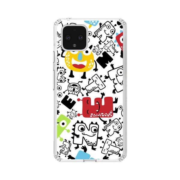 Colorful Cartoon Monsters Letters Pattern Google Pixel 4 Case