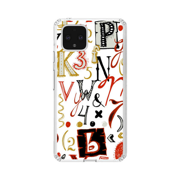 Colorful Hand Drawn Letters and Numbers Pattern Google Pixel 4 Case