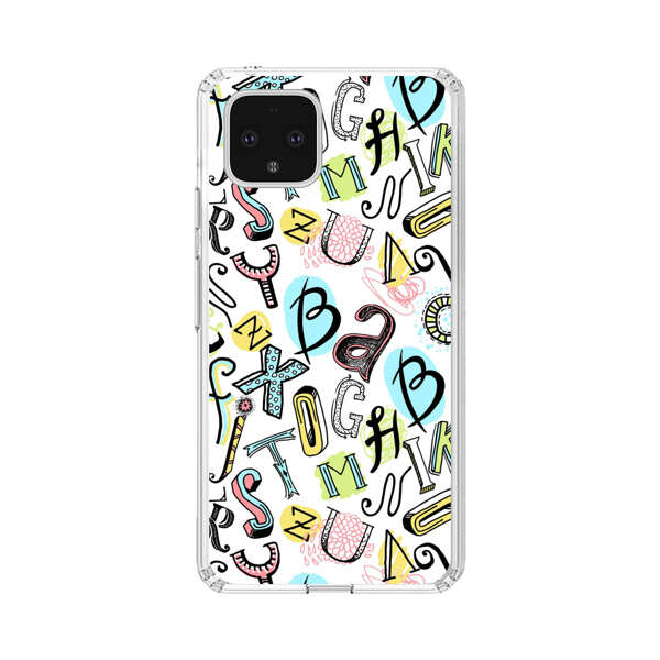Colorful Scattered Alphabet Letters Pattern Google Pixel 4 Case