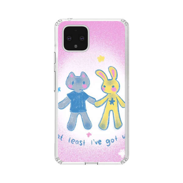 Cute Cat and Rabbit Holding Hands Google Pixel 4 Case