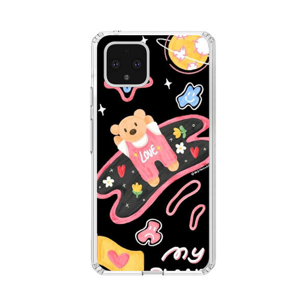 Cute Teddy Bear Love Space Design Google Pixel 4 Case