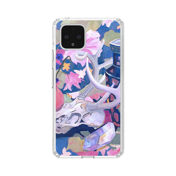 Floral Ornate Vases with Antlers Skull and Crystal Google Pixel 4 Case