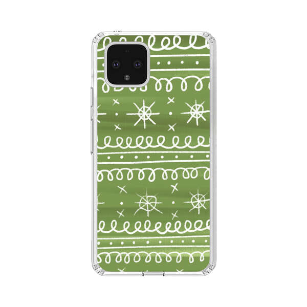 Green White Stars Loop Pattern Google Pixel 4 Case