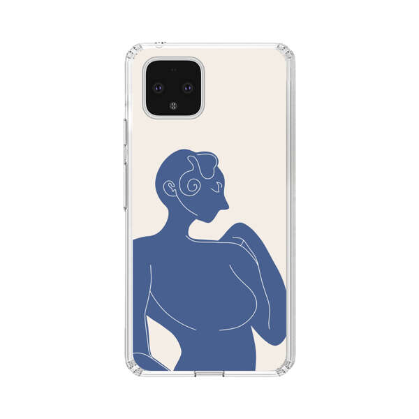 Minimalistic Abstract Female Silhouette Blue Google Pixel 4 Case