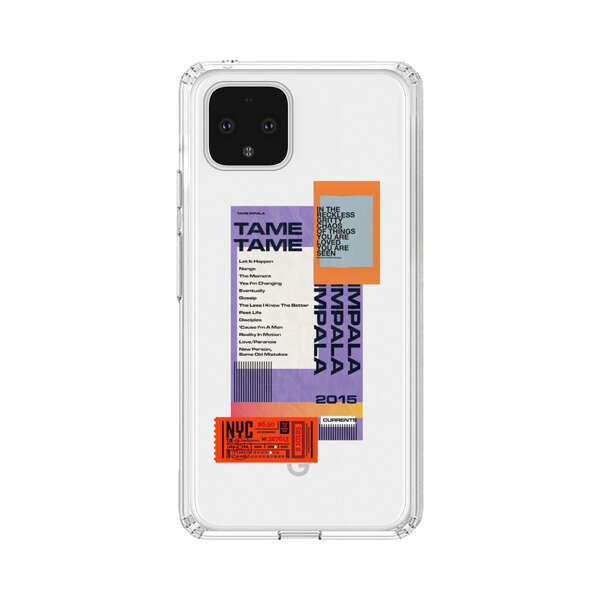 Modern Graphic Collage with Typography and Ticket Elements Google Pixel 4 Case