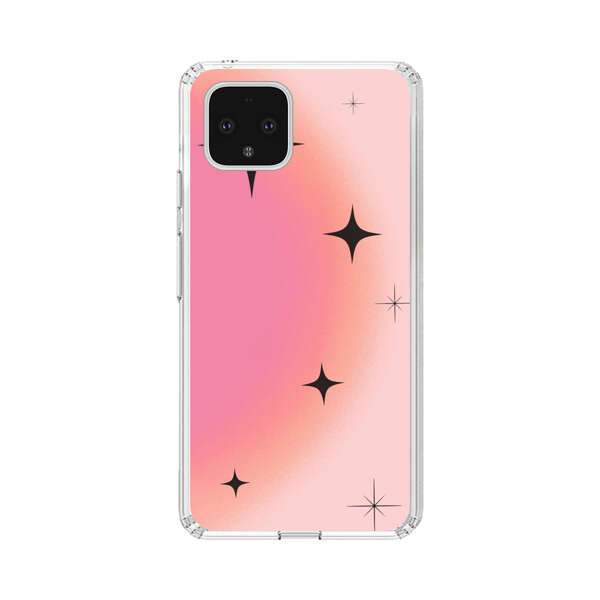 Pink Peach Gradient with Black Stars Google Pixel 4 Case