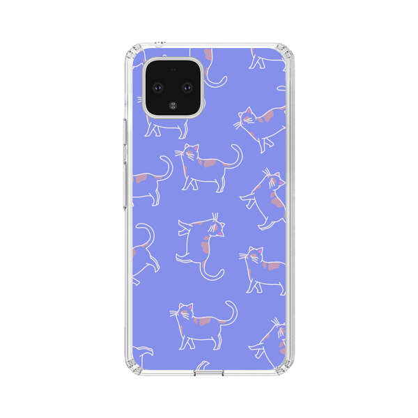 Playful Cartoon Cats on Purple Background Google Pixel 4 Case