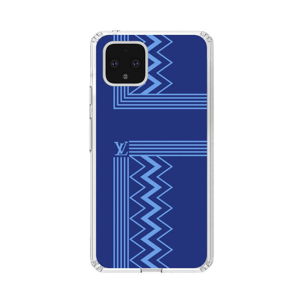 Stylish Geometric Zigzag Pattern in Blue Google Pixel 4 Case