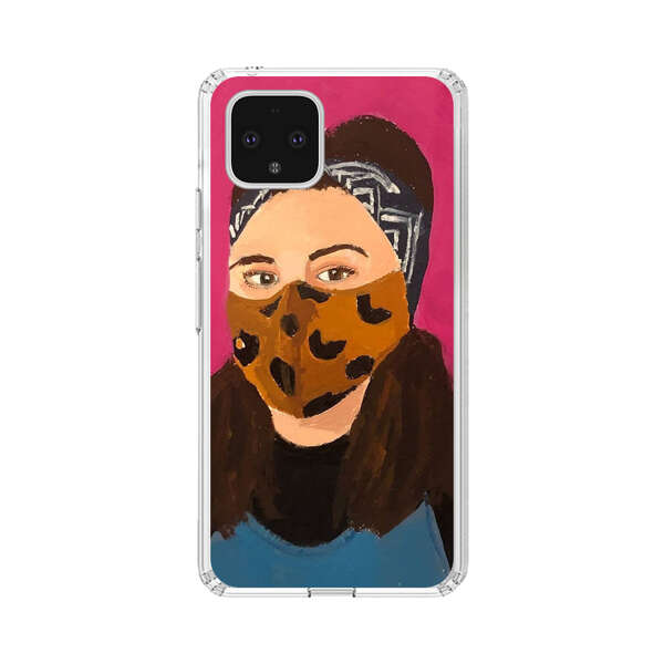 Woman Leopard Print Face Mask Google Pixel 4 Case