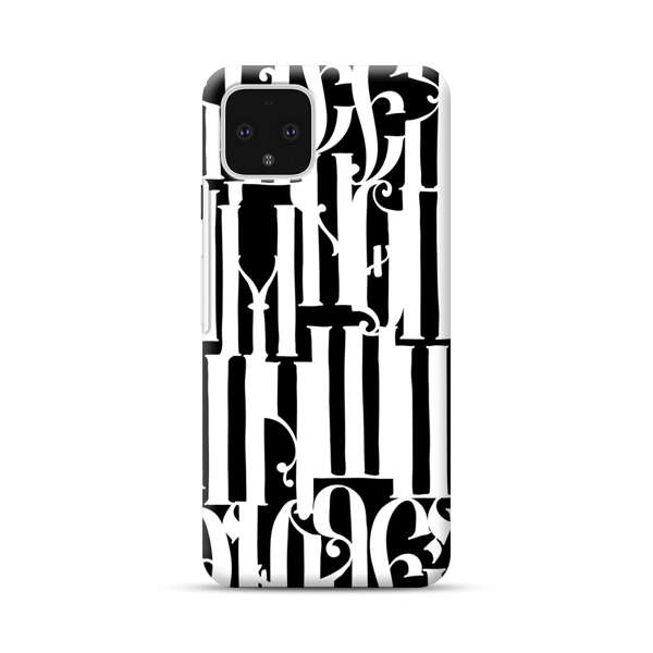 Abstract Black and White Pattern with Ornamental Letters Google Pixel 4 Hard Case