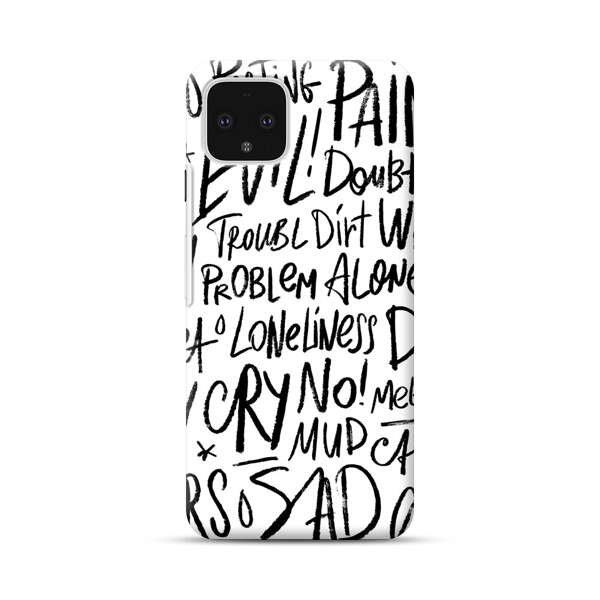 Black and White Negative Words Pattern Google Pixel 4 Hard Case