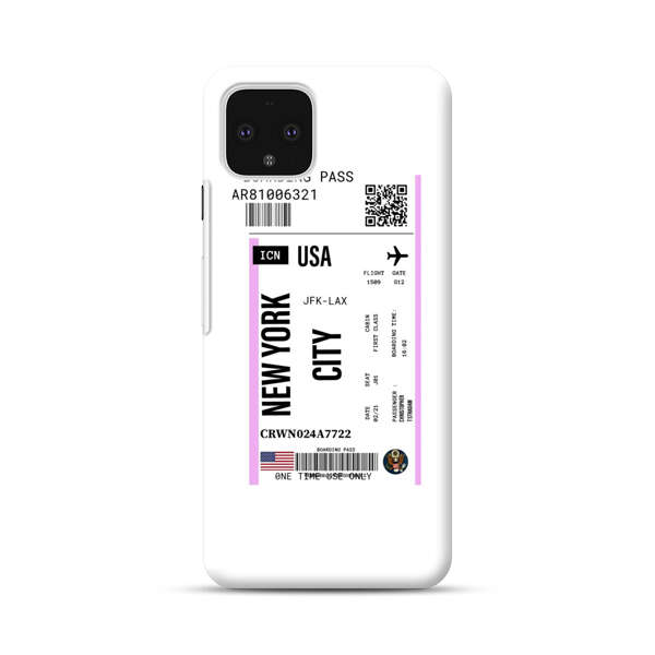 Boarding Pass New York City Flight Ticket Google Pixel 4 Hard Case