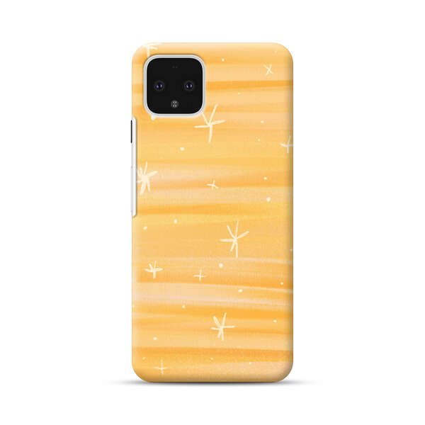 Bright Orange Star Pattern Google Pixel 4 Hard Case