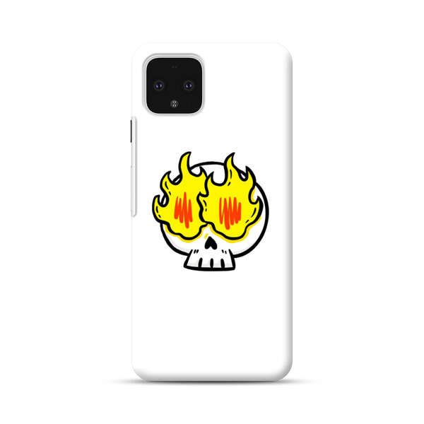 Cartoon Skull with Flames Google Pixel 4 Hard Case