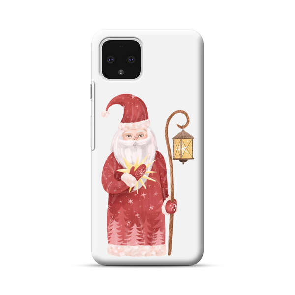 Charming Santa Claus Holding Glowing Heart and Lantern Google Pixel 4 Hard Case