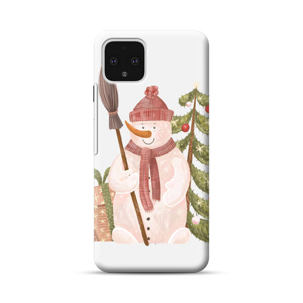 Charming Winter Snowman Illustration Google Pixel 4 Hard Case