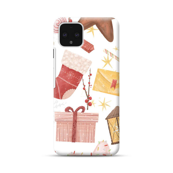 Christmas Festive Pattern with Gingerbread and Gifts Google Pixel 4 Hard Case