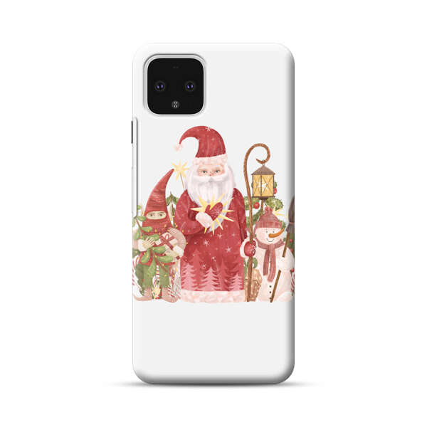 Christmas Santa Elf Snowman Festive Illustration Google Pixel 4 Hard Case
