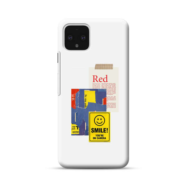 Collage Torn Paper Smiley Face Yellow Sign Google Pixel 4 Hard Case