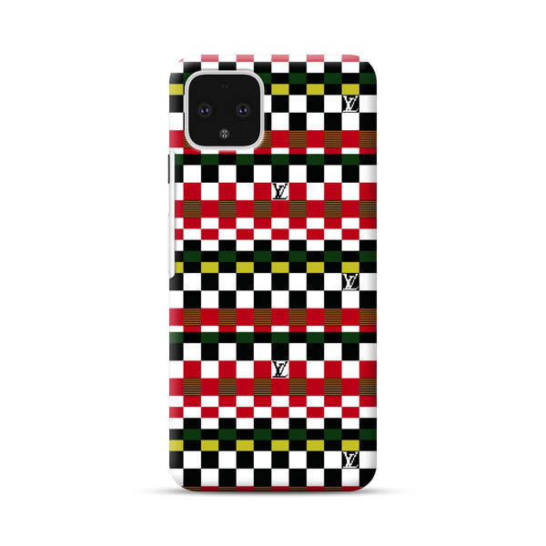Colorful Checkerboard Stripes Pattern Google Pixel 4 Hard Case