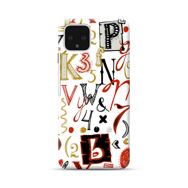 Colorful Hand Drawn Letters and Numbers Pattern Google Pixel 4 Hard Case