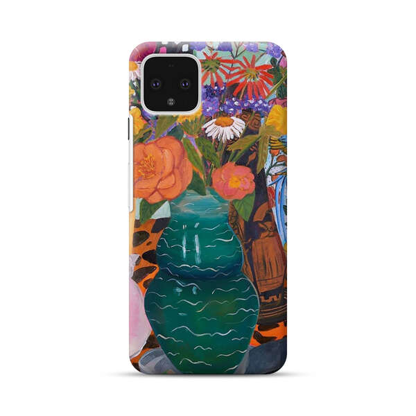 Colorful Still Life with Flower Vases and Shell Google Pixel 4 Hard Case