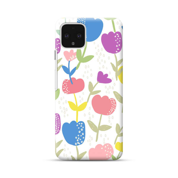 Colorful Tulip Floral Pattern Google Pixel 4 Hard Case