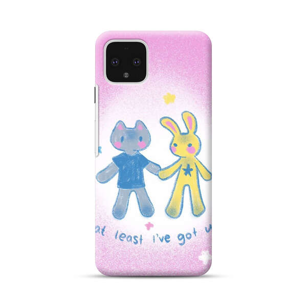Cute Cat and Rabbit Holding Hands Google Pixel 4 Hard Case