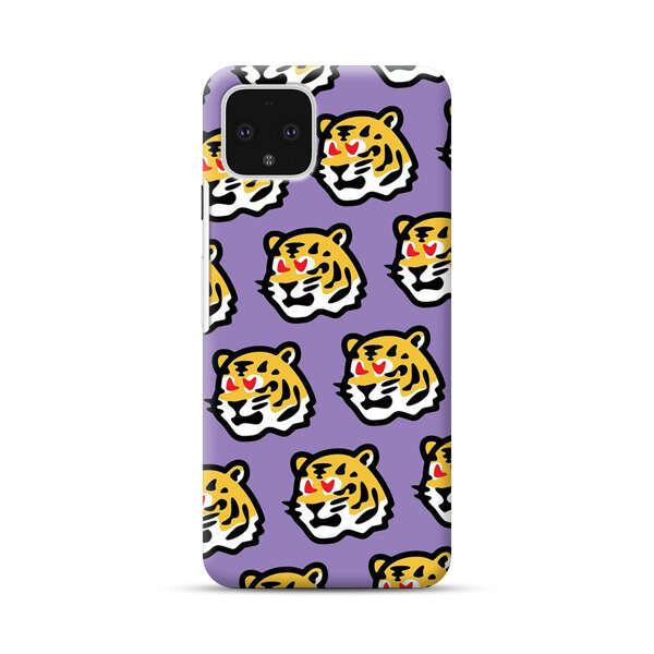 Cute Tiger with Heart Eyes Pattern Google Pixel 4 Hard Case