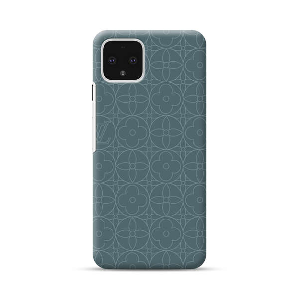 Elegant Blue Geometric Floral Pattern Google Pixel 4 Hard Case