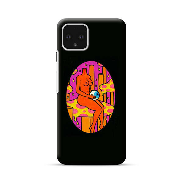 Faceless Nude Figure Holding Sphere Abstract Art Google Pixel 4 Hard Case