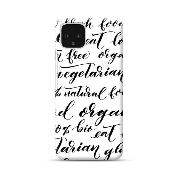 Healthy Food Lifestyle Calligraphy Pattern Google Pixel 4 Hard Case