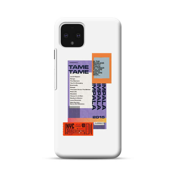 Modern Graphic Collage with Typography and Ticket Elements Google Pixel 4 Hard Case