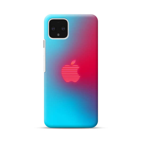 Neon Striped Apple Logo Gradient Background Google Pixel 4 Hard Case