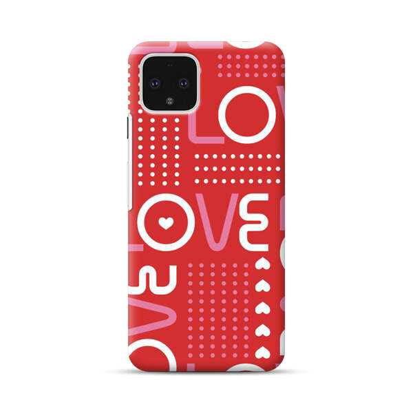Red Love Typography Pattern Google Pixel 4 Hard Case