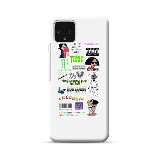 Sticker Collage Edgy Expressive Pop Culture Google Pixel 4 Hard Case