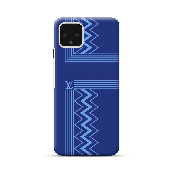 Stylish Geometric Zigzag Pattern in Blue Google Pixel 4 Hard Case