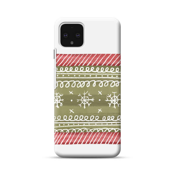 Winter Pattern with Snowflakes and Red Stripes Google Pixel 4 Hard Case
