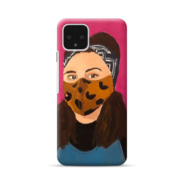 Woman Leopard Print Face Mask Google Pixel 4 Hard Case