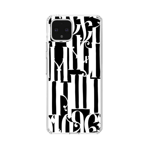 Abstract Black and White Pattern with Ornamental Letters Google Pixel 4 XL Case